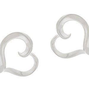 Sterling Silver Polished Heart Hoop Earrings